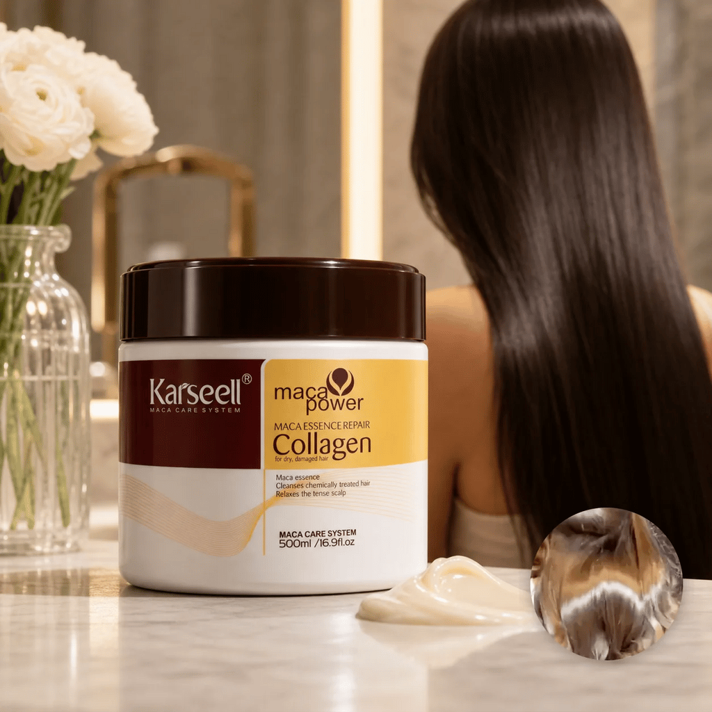 Masque capillaire au collagène - résultat avant/après